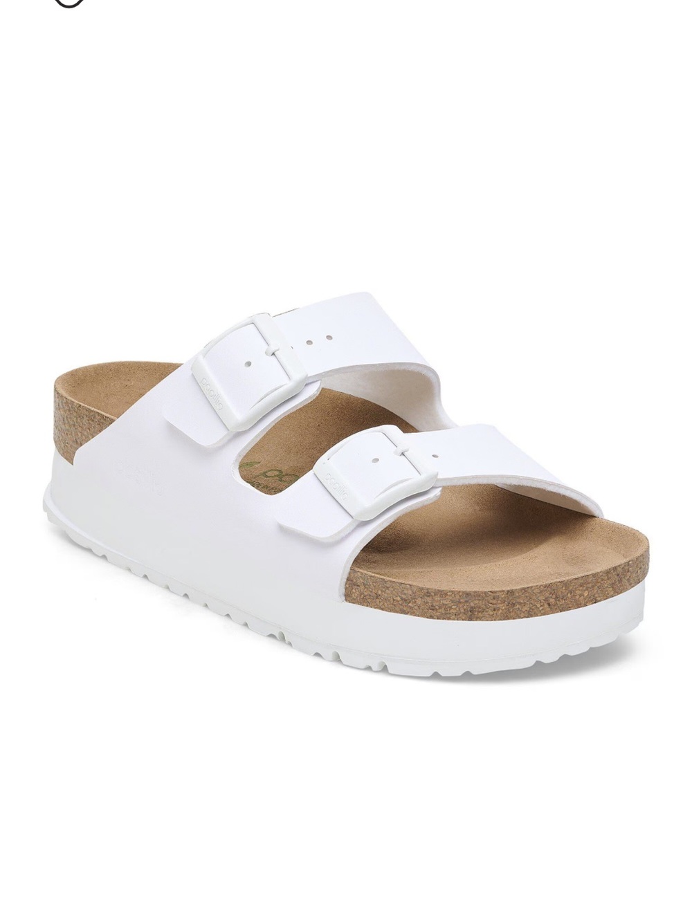 Papillio White Dual-Buckle Cork Footbed Sandals